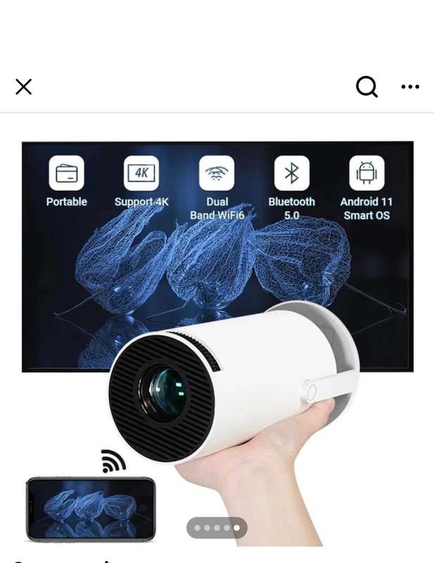 UHD Android 11 LED Portable Projector 8GB with Pre-Loaded Apps & Remote