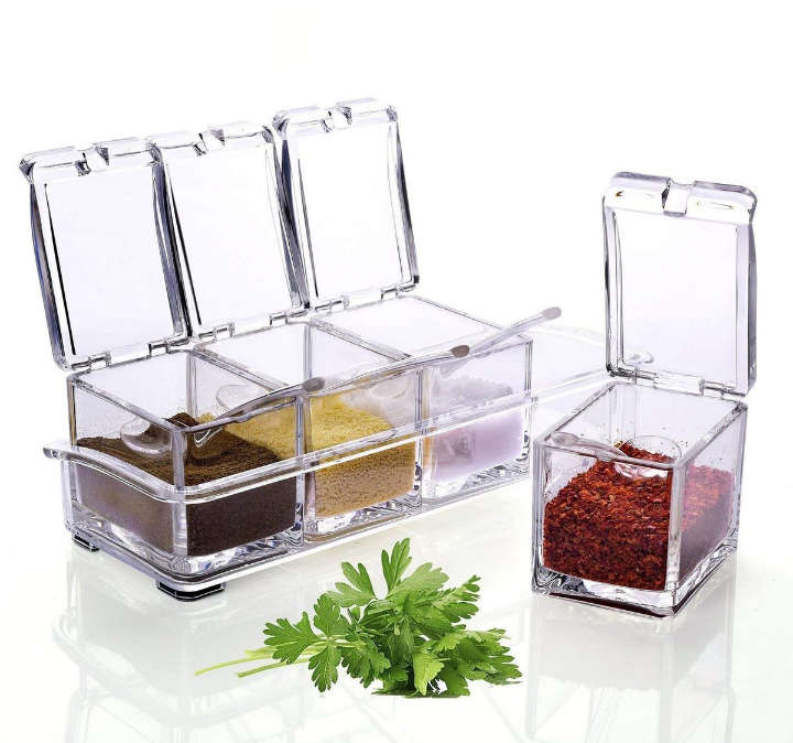 BURRAAQ TRANDING/ CRYSTAL SEASONING BOX 4 TIER