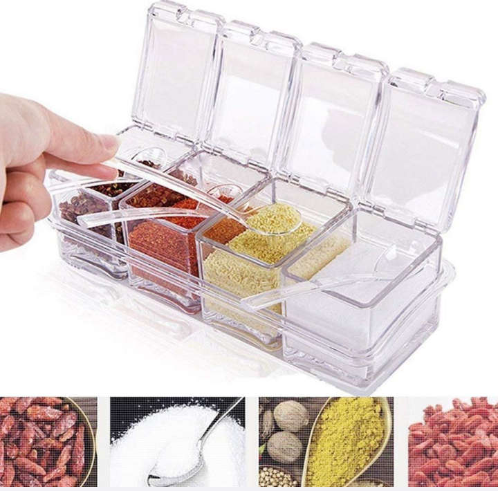 BURRAAQ TRANDING/ CRYSTAL SEASONING BOX 4 TIER