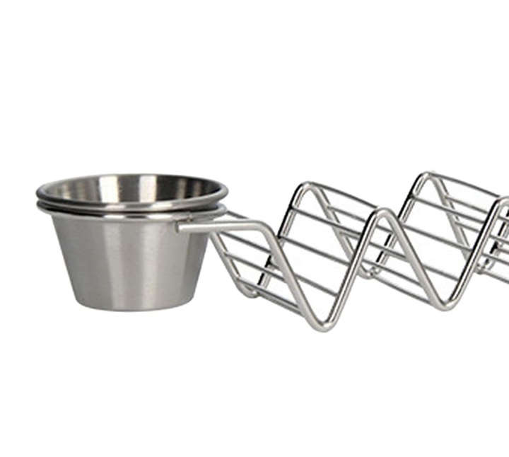 BURRAAQ TRANDING/STAINLESS STEEL TACO HOLDER WITH 2 SAUCE BOWLS