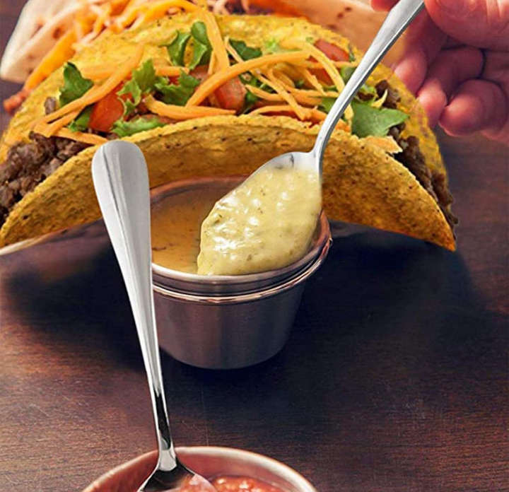 BURRAAQ TRANDING/STAINLESS STEEL TACO HOLDER WITH 2 SAUCE BOWLS