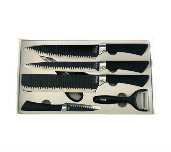 BURRAAQ TRANDING / 6 PIECE DAILY USE SHARP KNIFE SET BLACK