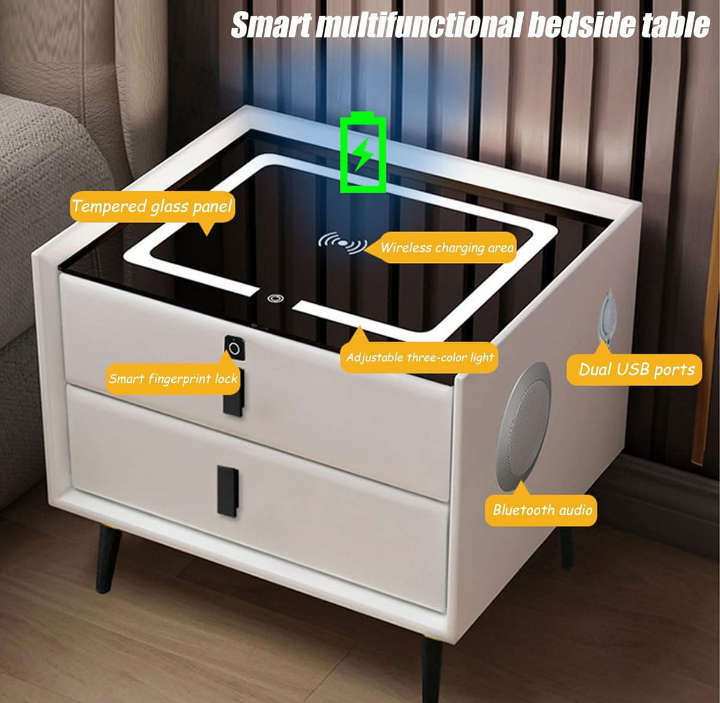 SMART SIDE TABLE WITH WIRELESS CHARGING STATION Nightstand