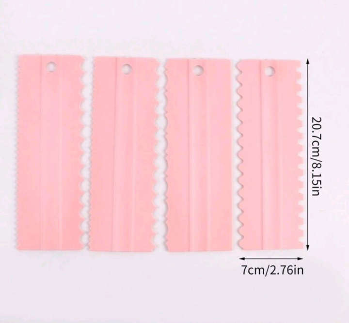 BURRAAQ TRANDING/ 4 PIC PINK CAKE DECORATOR KIT TO SCRAPE CAKE