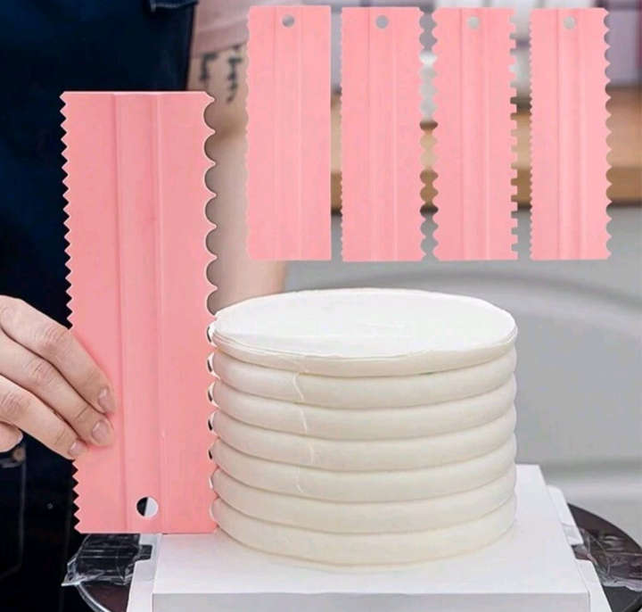BURRAAQ TRANDING/ 4 PIC PINK CAKE DECORATOR KIT TO SCRAPE CAKE