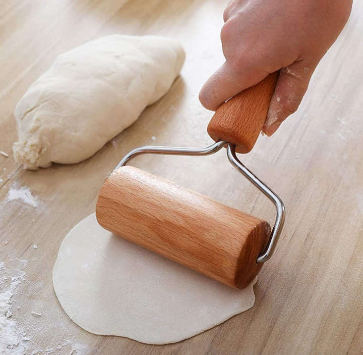 BURRAAQ TRANDING/  18CM HANDHELD WOODEN NON STICK BAKING ROLLER