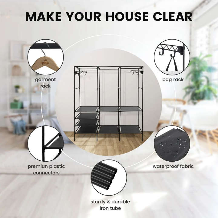 BURRAAQ TRANDING/ 3 ROW GARMENT CLOTHING HAT RACK