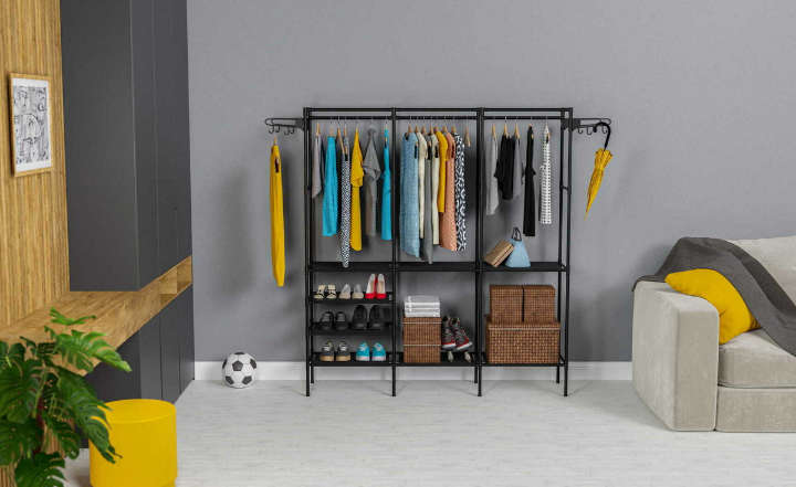 BURRAAQ TRANDING/ 3 ROW GARMENT CLOTHING HAT RACK