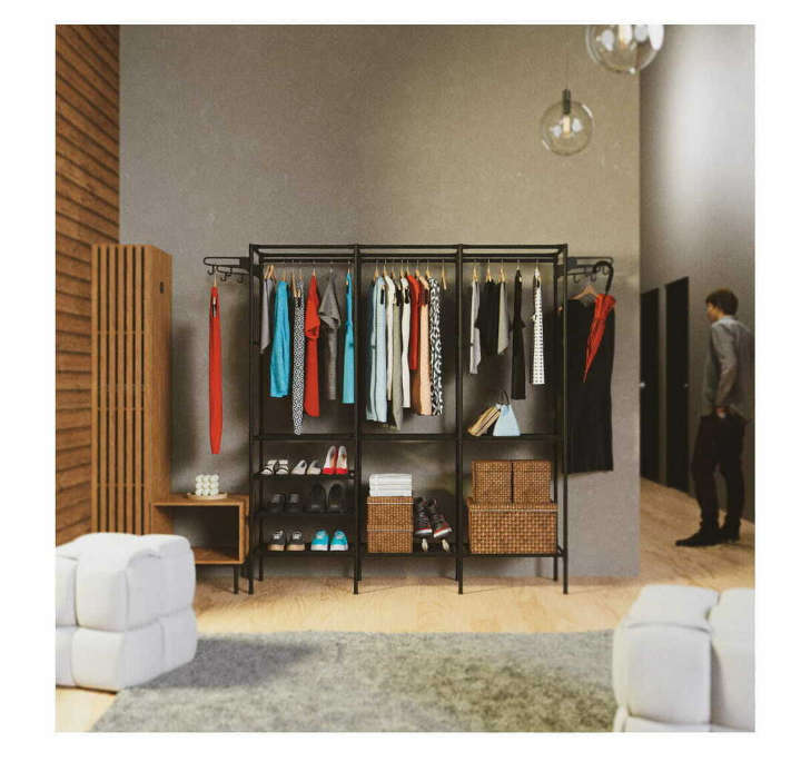 BURRAAQ TRANDING/ 3 ROW GARMENT CLOTHING HAT RACK