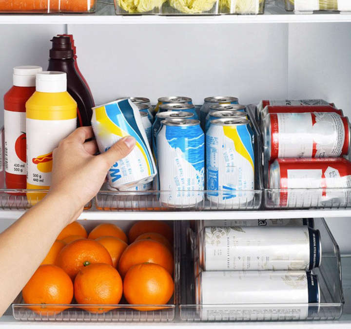 BURRAAQ TRANDING/  PACK OF 2 PLASTIC FRIDGE PANTRY STORAGE TRAY CAN