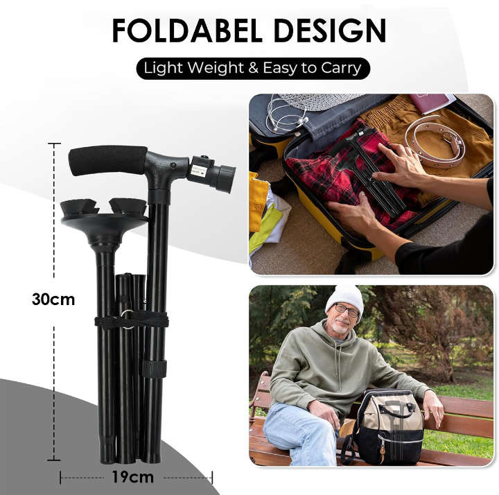 BURRAAQ TRANDING/ FOLDABLE WALKING STICK WITH LIGHT