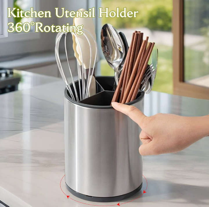 BURRAAQ TRANDING / 360 PRIMA ROTATING STAINLESS STEEL UTENSIL HOLDER