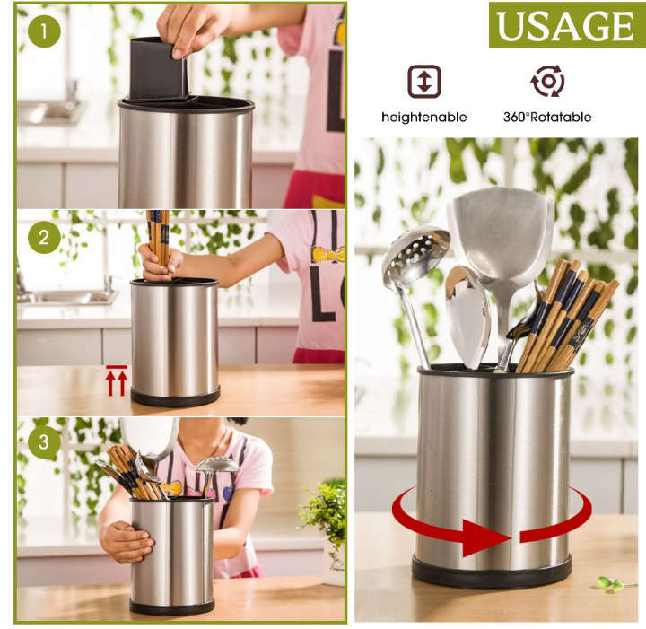 BURRAAQ TRANDING / 360 PRIMA ROTATING STAINLESS STEEL UTENSIL HOLDER