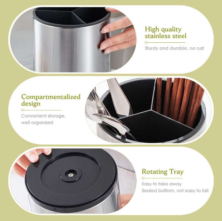 BURRAAQ TRANDING / 360 PRIMA ROTATING STAINLESS STEEL UTENSIL HOLDER