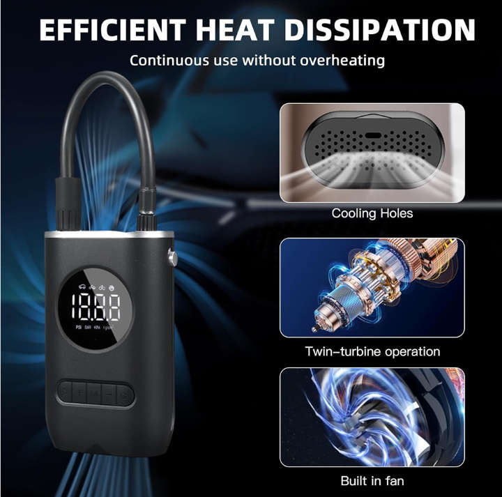 BURRAAQ TRANDING / LARGE DIGITAL SCREEN CORDLESS CAR AIR PUMP