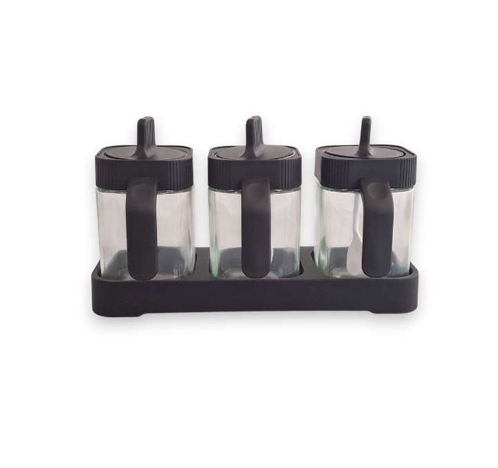 BURRAAQ TRANDING / 3 PIECE GLASS SPICE JAR SET