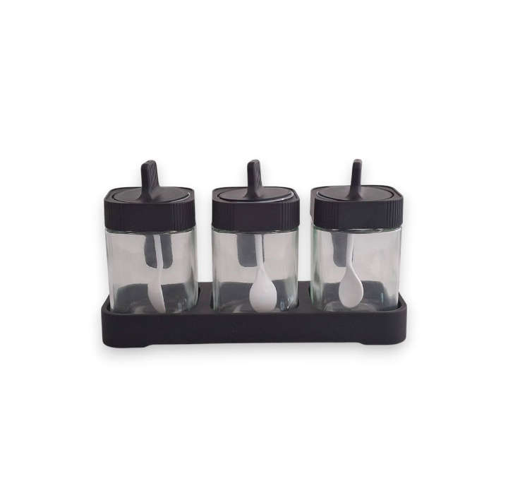 BURRAAQ TRANDING / 3 PIECE GLASS SPICE JAR SET
