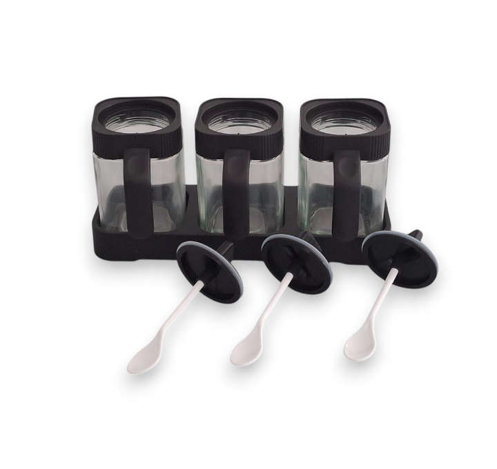 BURRAAQ TRANDING / 3 PIECE GLASS SPICE JAR SET