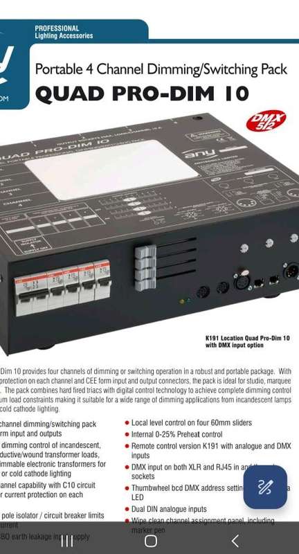 QUAD PRO DIM-10 PROFESSIONAL PORTABLE DIMMER/SWITCH