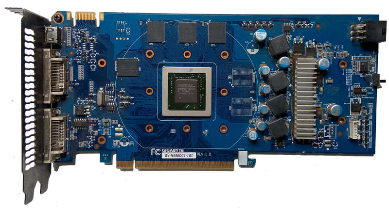 GIGABYTE GV-N450OC2-1GI REV 1.0 GPU PCB[SOLD FOR PART OR REPAIR]