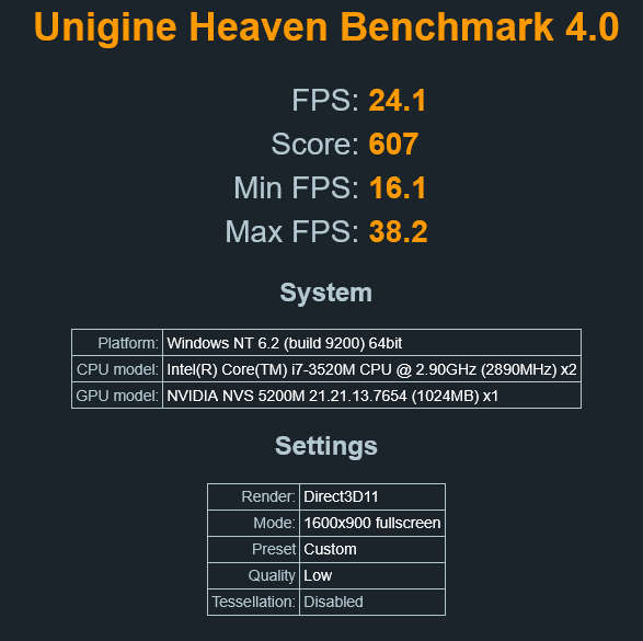Dell Latiude E6530 - Intel i7 3520M @ 2.90 GHz 2 cores 4 threads, 6GB DDR3, 500GB HDD, NVIDIA 5200M