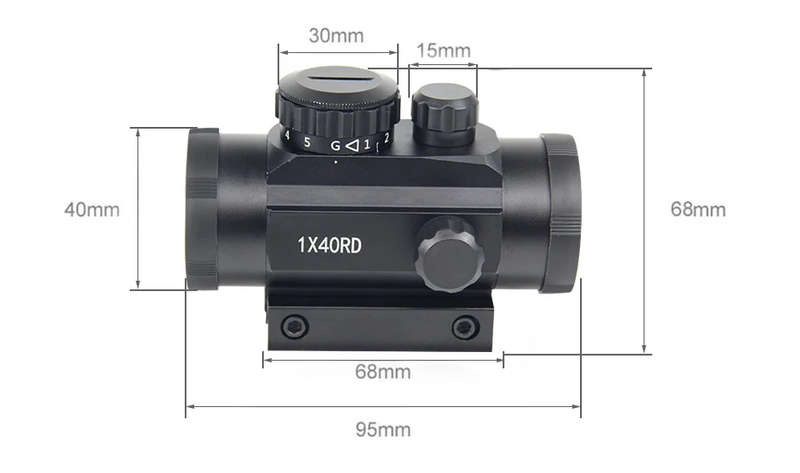 1x40 Red Green Dot Sight Scope for Odor, Holographic Hunting Optics, Red Dot Sight Scope, 11mm & 20m