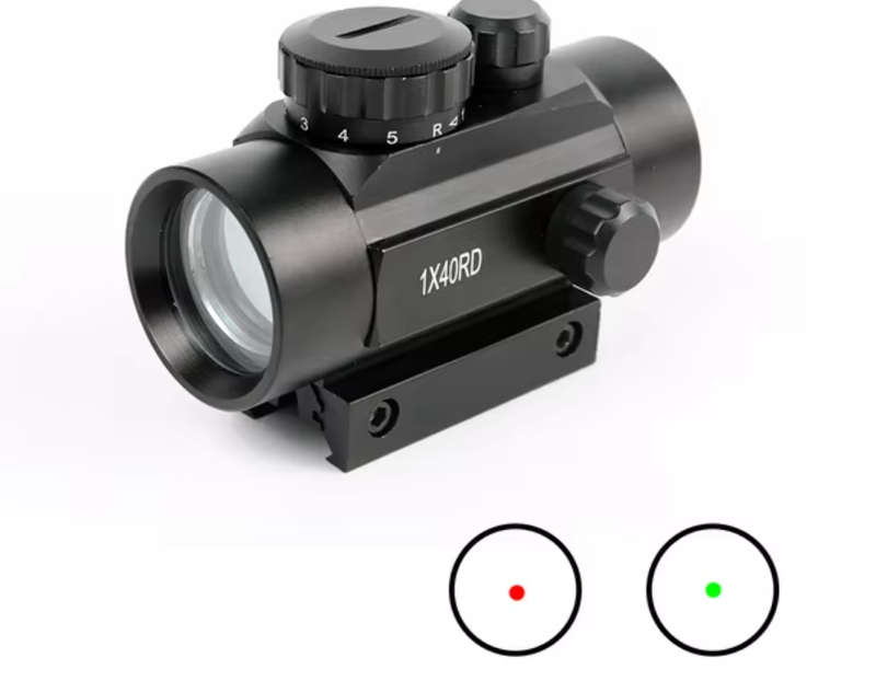 1x40 Red Green Dot Sight Scope for Odor, Holographic Hunting Optics, Red Dot Sight Scope, 11mm & 20m