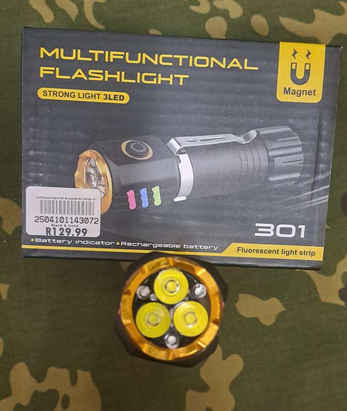 Multifunctional 3LED Flashlight with Magnet  - Rechargeable - Waterproof