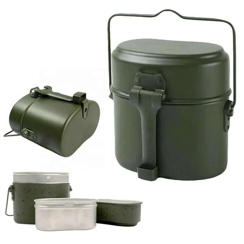 3 pcs Aluminum Portable Outdoor Camping Canteen Lunch Box & Cookware