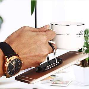 Mobile Phone Ring Bracket Cigarette Lighter - Black