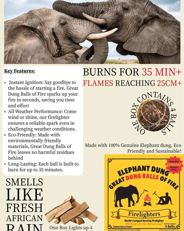 Elephant Dung Firelighters 4 Balls Braai And Fire