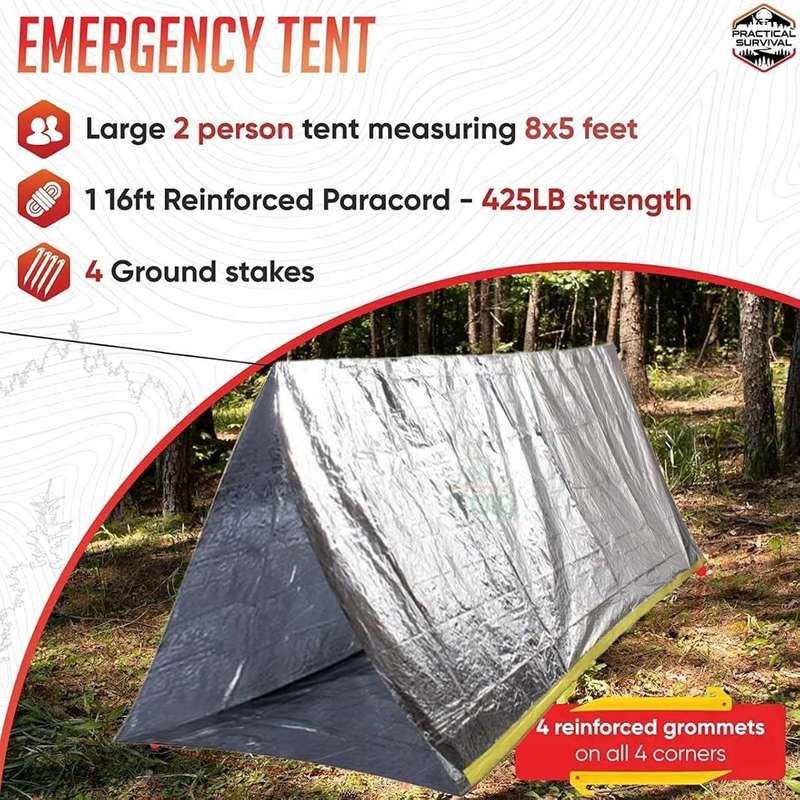 Emergency Blanket Survival Shelter Tent Mylar Thermal Shelter Tube Tent Ultralight Waterproof Tent 2