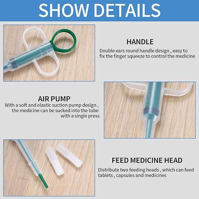 Pet Pill Shooter - Tablet Syringe Pusher Soft Tip Pet Food & Medicine Feeder