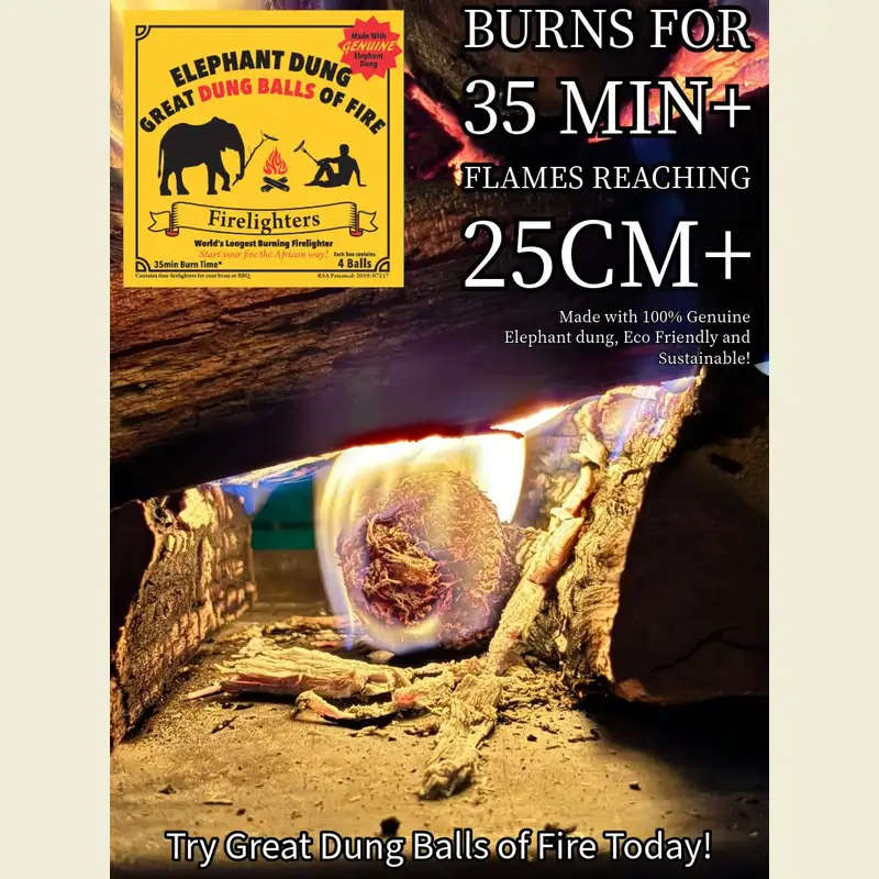 Elephant Dung Firelighters 4 Balls Braai And Fire