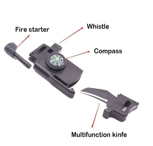 Paracord Survival Tactical 5 in 1 Armband with rope knife