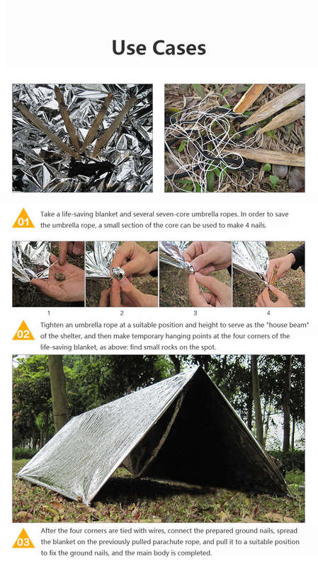 Emergency Reflective Blanket Survival Tent Mylar Thermal Ultralight Waterproof Tent