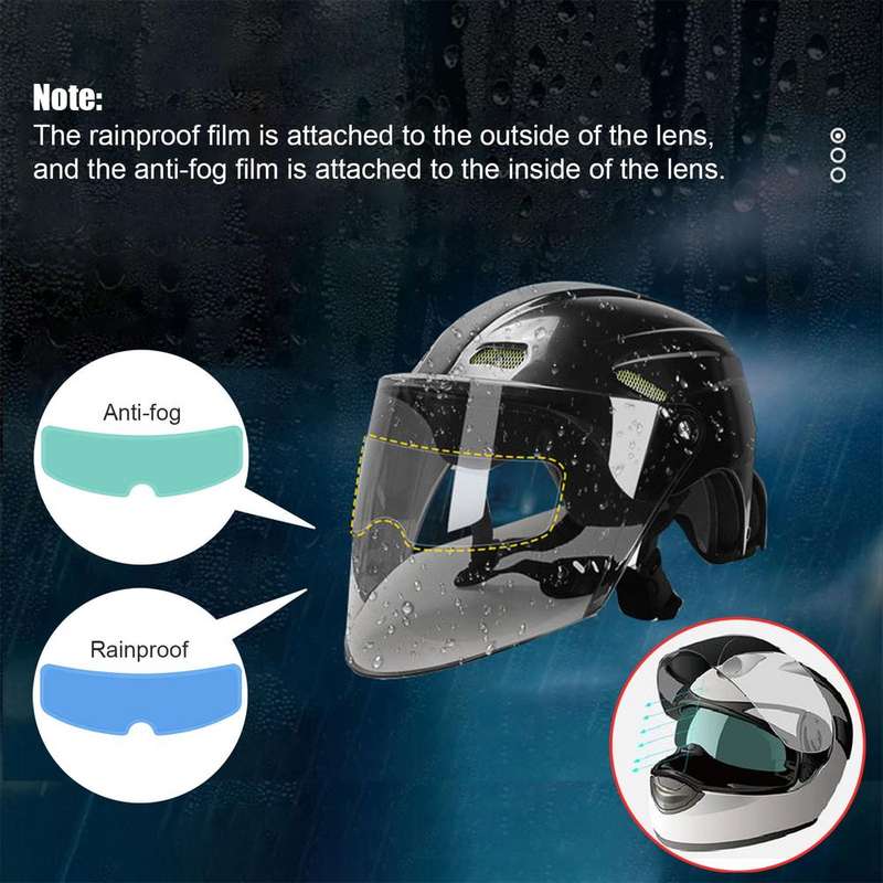 Rainproof Anti Fog Film For Helmets - Rainproof and High Transparency 2 in 1