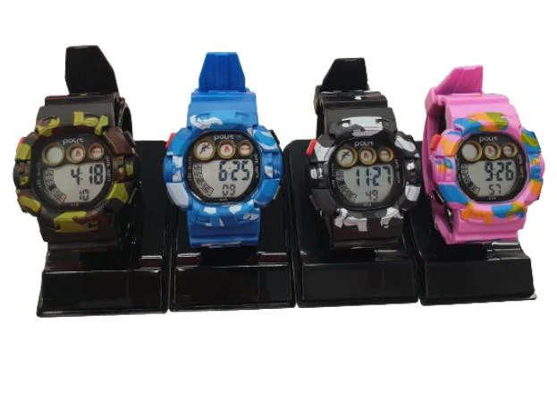 Kiddies digital sports watch, Army style, Waterproof (35 bar), 12/24
