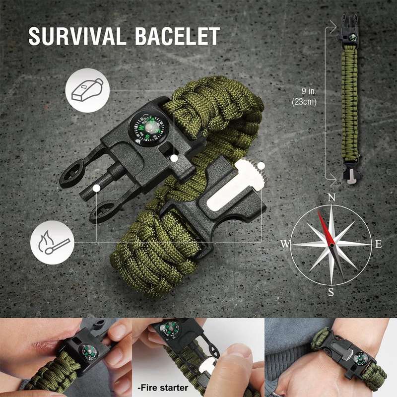 Paracord Survival Flint & Steel 5 in 1 Armband