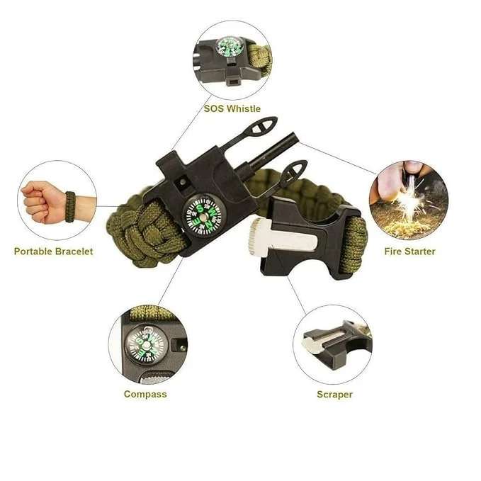 Paracord Survival Flint & Steel 5 in 1 Armband