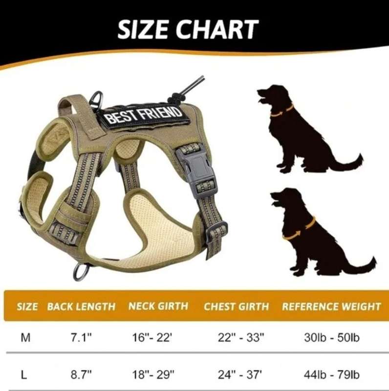 Tactical Dog Harness with Velcro - Khaki