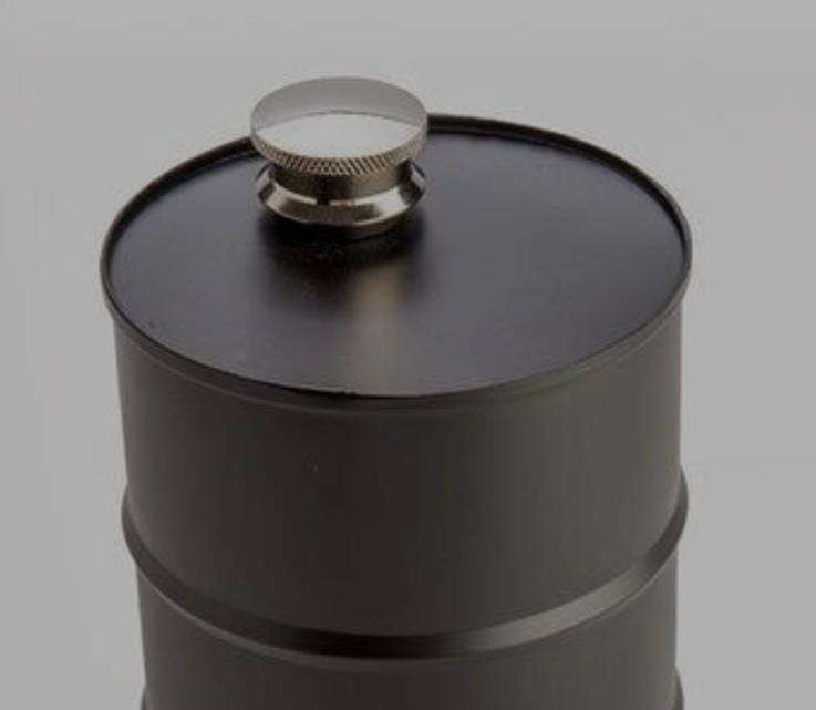 25oz Matte Black Oil Drum Hip Flask - R220