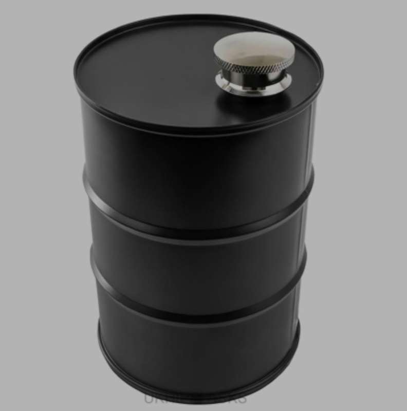 25oz Matte Black Oil Drum Hip Flask - R220