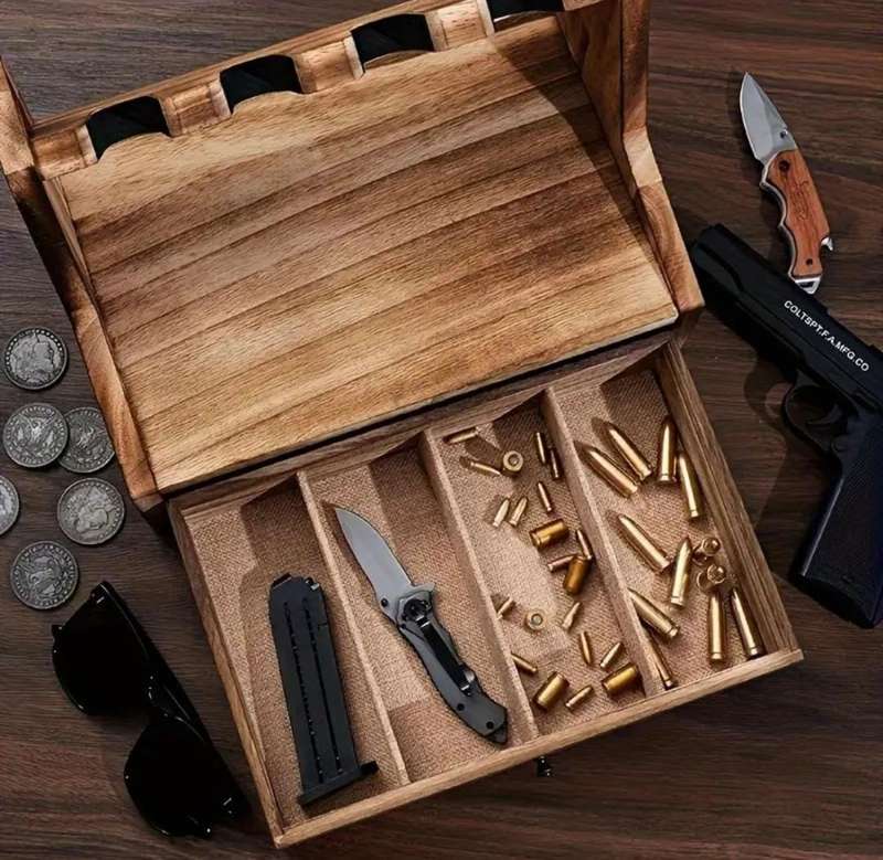 4-Slot Wooden Rack, Multi-Compartment Storage Organizer, Indoor Display Stand