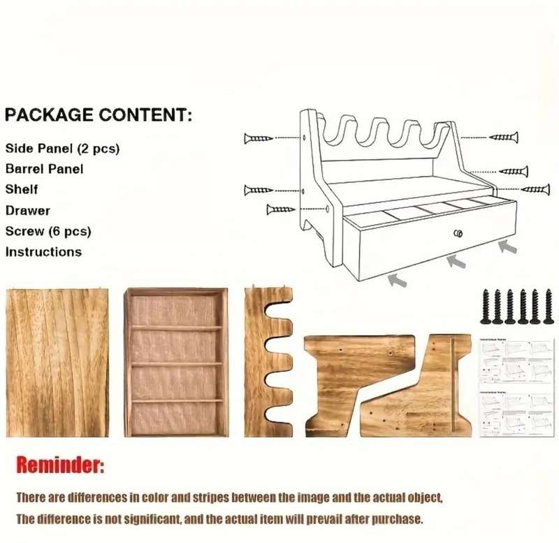 4-Slot Wooden Rack, Multi-Compartment Storage Organizer, Indoor Display Stand