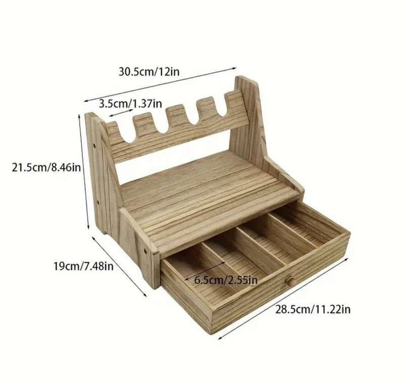 4-Slot Wooden Rack, Multi-Compartment Storage Organizer, Indoor Display Stand