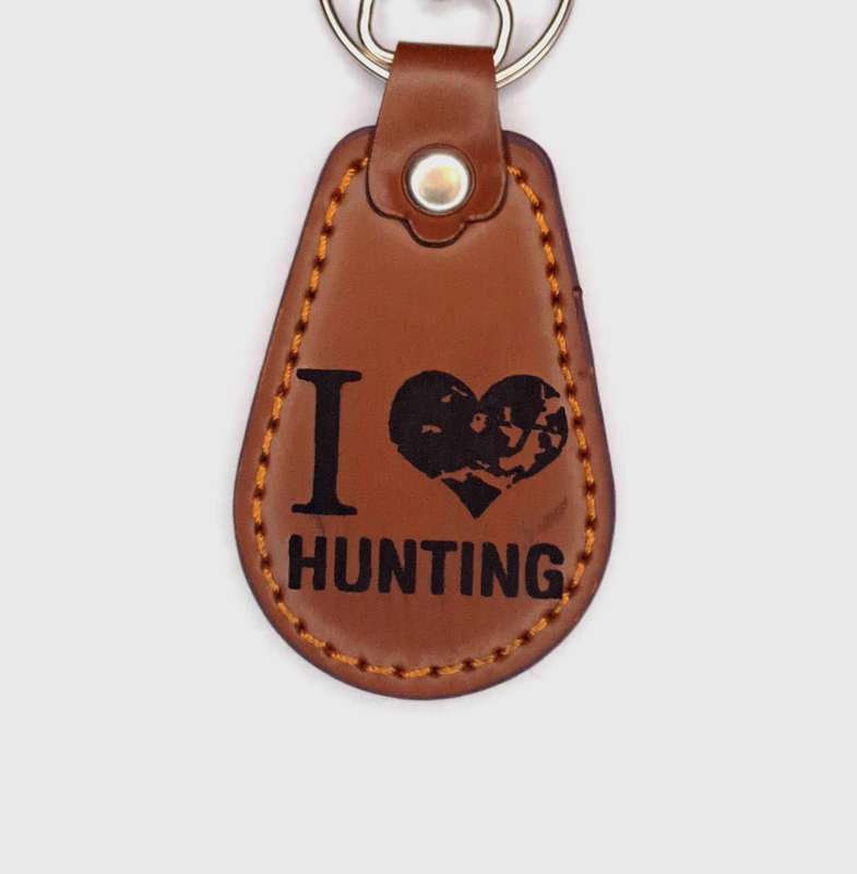 Engraved Leather Keyring - Half Oval Shape