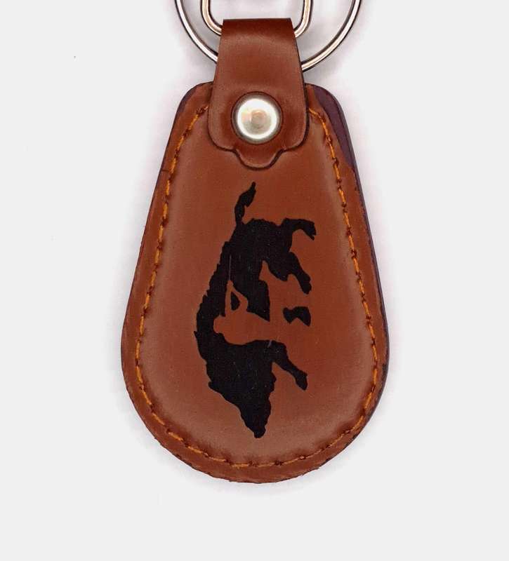 Engraved Leather Keyring - Half Oval Shape