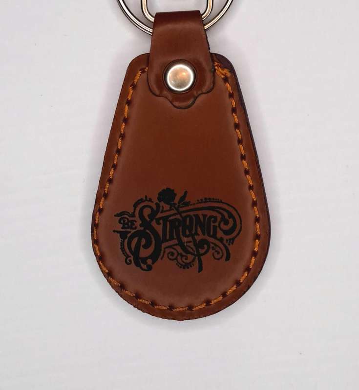 Engraved Leather Keyring - Half Oval Shape