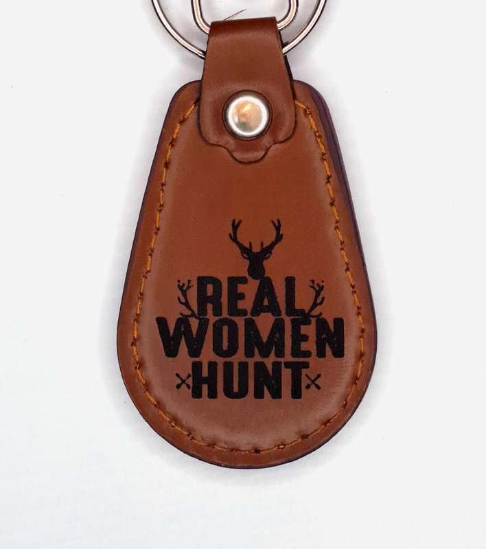 Engraved Leather Keyring - Half Oval Shape